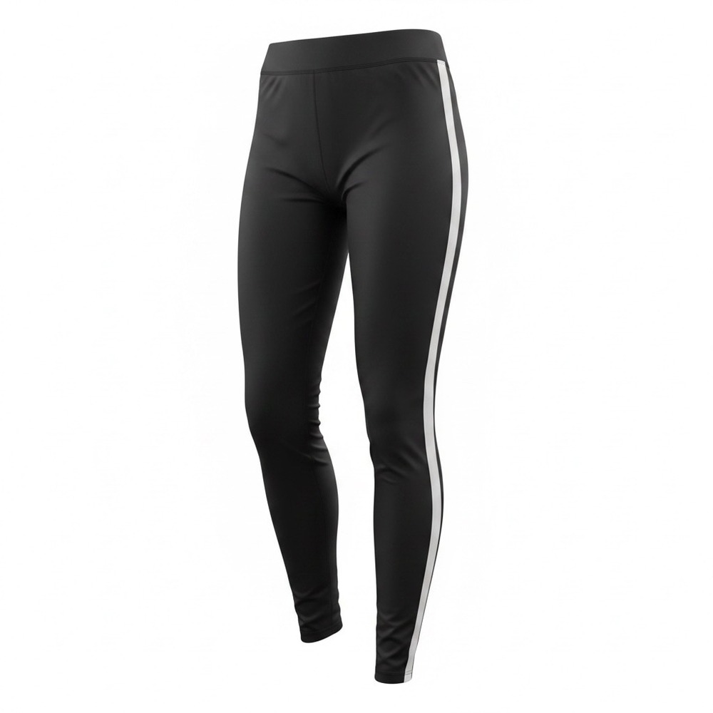 SPANX Black Leggings with White Stripe M/M Athletic Goth Casual Gym Yoga Workout